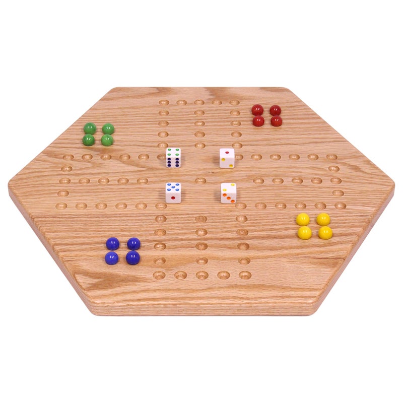 AmishToyBox.com Wooden Wahoo Marbles Game Board Set, Unpainted Holes, 16" Wide - Image 3